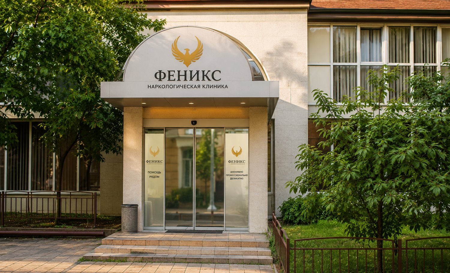Вход в наркологическую клинику «Феникс» в Черепанове